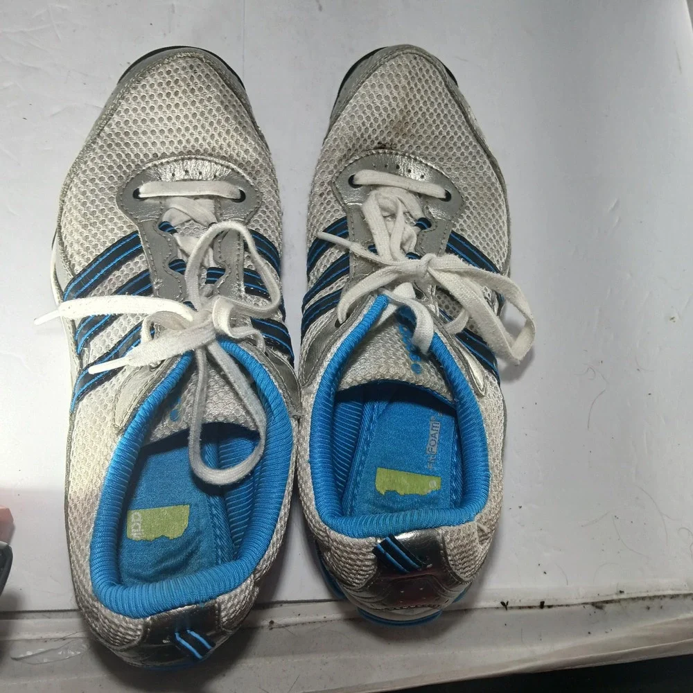Adidas G11337 Running Shoes 8.5 Silver Blue Y2K Metallic Retro‎ Techwear